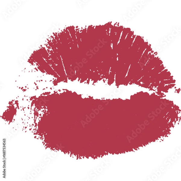 Obraz  Stunning, isolated red lipstick kiss mark and beautiful lacquered lips on a transparent background.