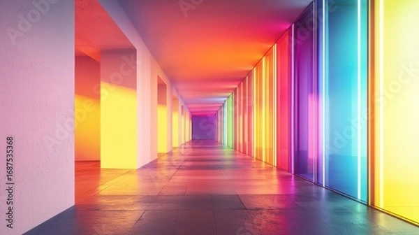 Obraz Colorful neon hallway