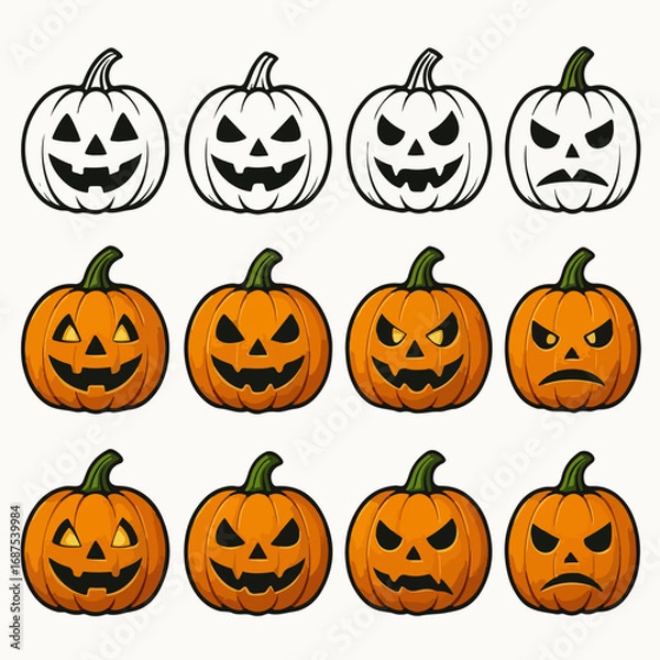Fototapeta Jack O’ Lantern Icon Sheet