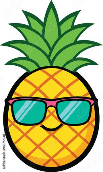 Fototapeta Vibrant pineapple illustration with tropical elements