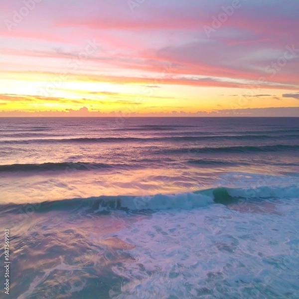 Obraz Vibrant sunset over ocean waves (2)