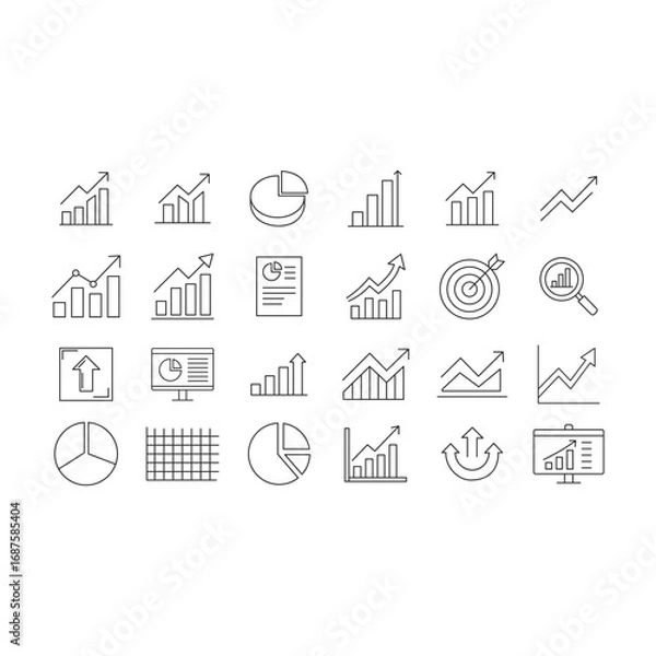 Obraz Growth and Analytics Icon Pack Vector Template With Liner Style