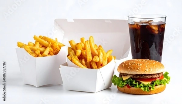 Obraz Fast food meal on clean background
