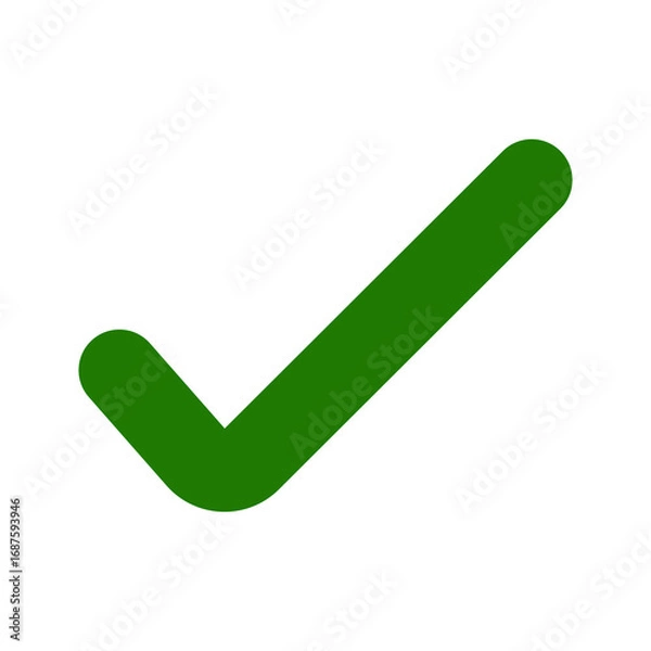 Obraz Simple green check mark on a white background symbolizing approval and success