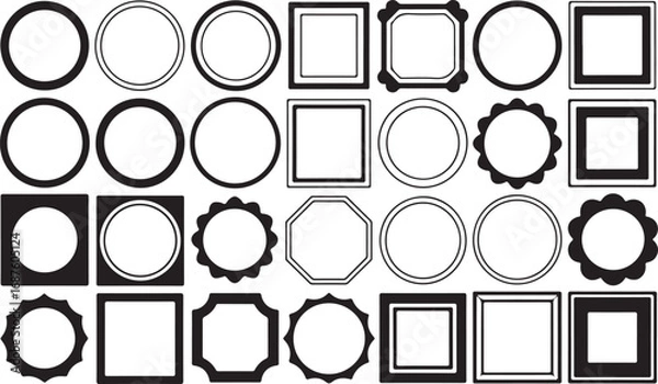 Obraz Collection of Geometric Frames and Borders in Black for Graphic and Decorative Purposes