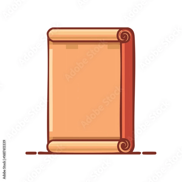 Fototapeta Ancient old rolled parchment scroll for document message or map illustration