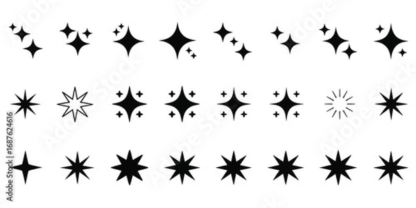Fototapeta Collection of Black and White Starburst Icon Vectors for Graphic Design and Decoration with Varied positioning