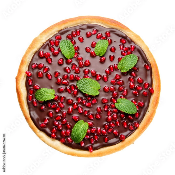 Fototapeta Dessert creation featuring pomegranate seeds and chocolate ganache