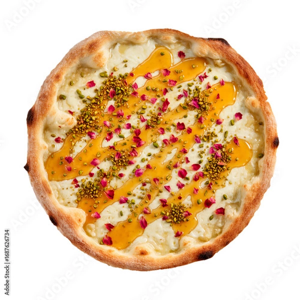 Fototapeta Deliciously unique dessert pizza creation with vibrant toppings