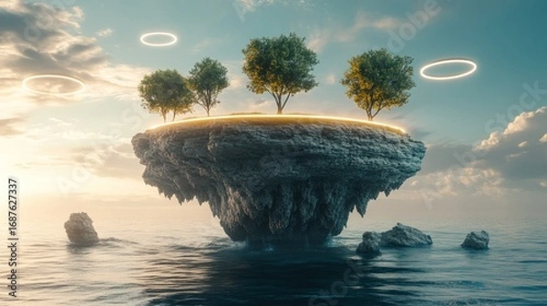 Obraz Floating island with glowing