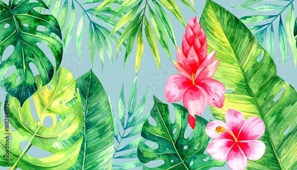 Obraz Vibrant tropical leaf pattern