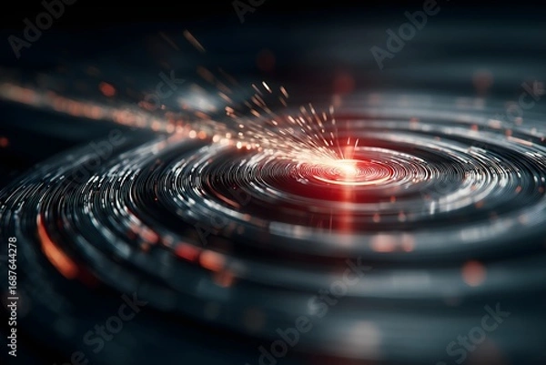 Obraz Achieving business targets: Precision hit with data sparks on abstract goal