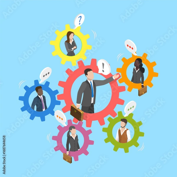 Fototapeta 3D Isometric Flat Vector Illustration of Team Leader, The Importance Of Roles And Responsibilities In Teamwork And Resource Management.