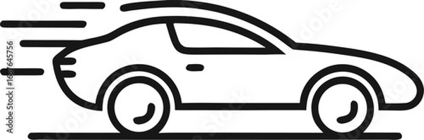 Fototapeta Fast car outline  icon vector on white background