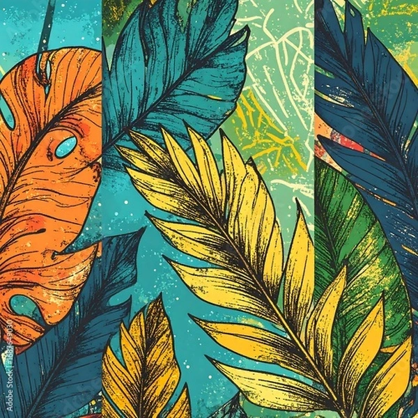 Obraz Vibrant tropical leaf pattern