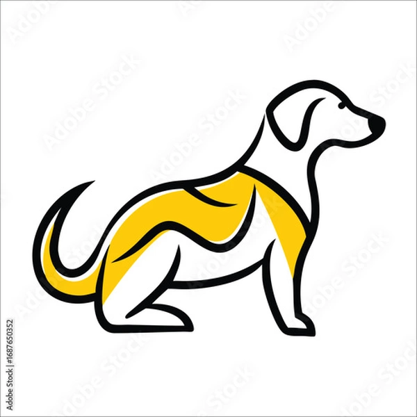 Obraz Stylized illustration of a dog in profile, featuring a yellow and white color scheme.