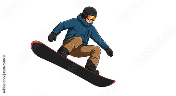 Fototapeta snowboarder jumping vector
