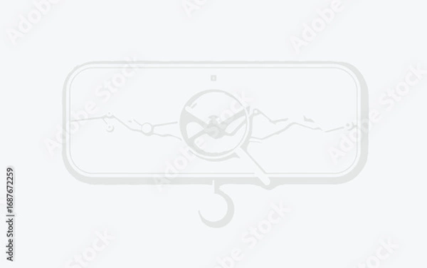 Fototapeta Minimalist abstract line art of a stylized crescent moon and star