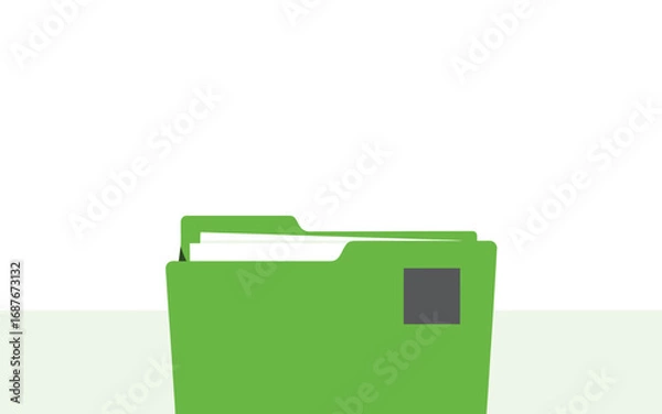 Fototapeta Bright green folder with documents and label on white background