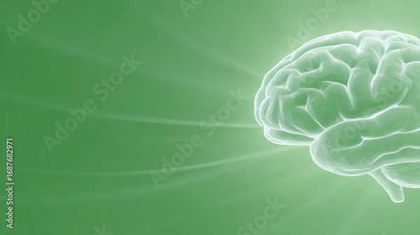 Obraz Illuminated brain against green background symbolizes knowledge