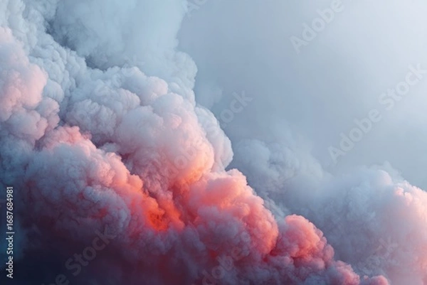 Obraz Soft clouds blend with hues of pink and blue, creating serene at