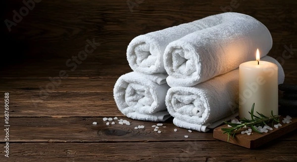 Fototapeta Minimal Bath Setup with White Towels