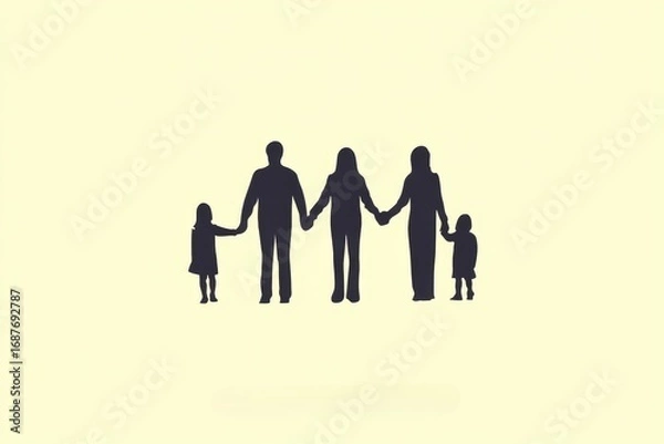 Obraz Silhouette of a Family Holding Hands - Unity and Connection
