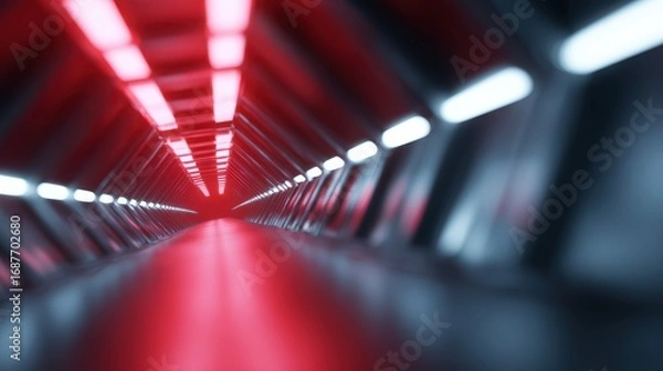 Fototapeta futuristic sci-fi tunnel background with neon glowing lines