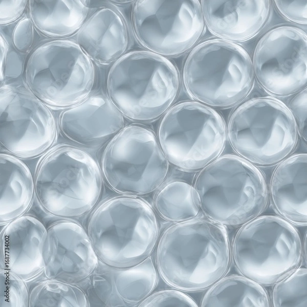 Obraz Translucent bubble wrap with soft speculars and clear air cells, seamless tile for clean packaging backgrounds.