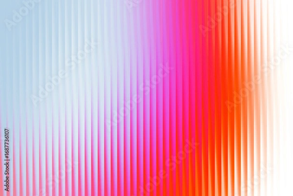 Fototapeta Vibrant abstract background with vertical ribbed texture and a gradient from light blue to bright pink and red