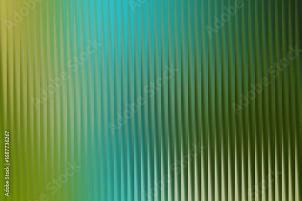 Fototapeta Abstract background with vertical ribbed texture in shades of bright green and turquoise, creating a smooth gradient