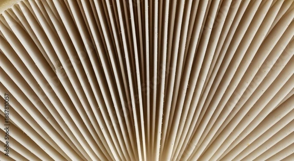 Fototapeta Intricate natural pattern of mushroom gills, organic texture, detailed macro view