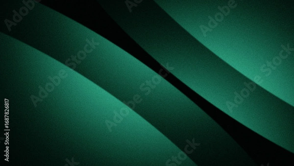 Obraz Green abstract background with overlapping curved shapes, soft lighting, and grainy texture. Perfect for modern, elegant, and futuristic design projects.