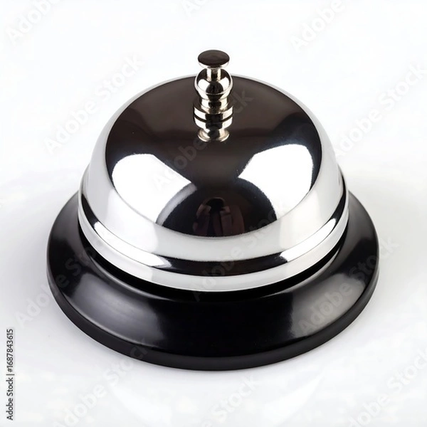 Obraz Polished chrome bell on black base