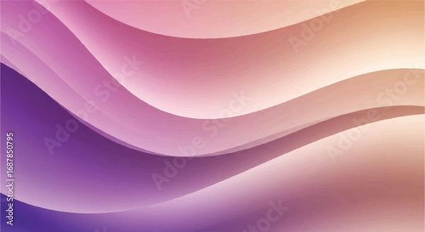 Fototapeta Abstract vector background, featuring close-up flowing fabric shapes with smooth gradient folds in soft pink, violet, and beige tones, creates an an elegant and modern aesthetic.