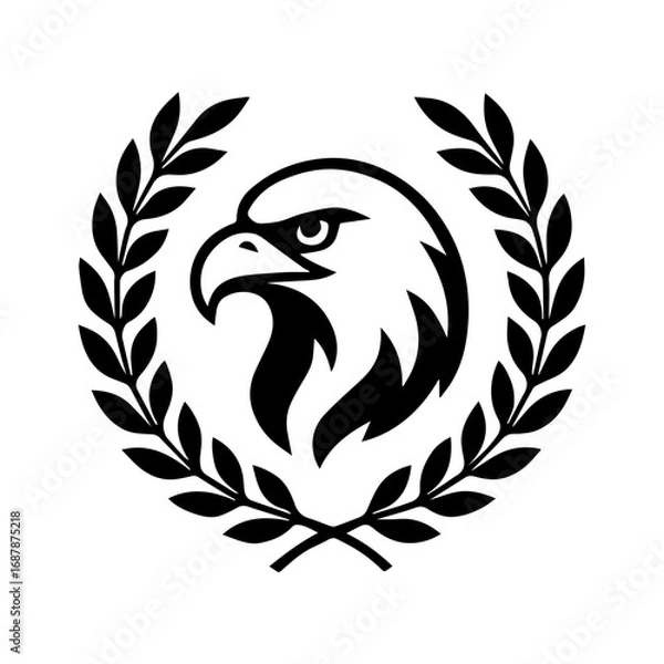Fototapeta Laurel wreath framing an eagle logo icon with transparent background for wildlife, patriotic, and award design
