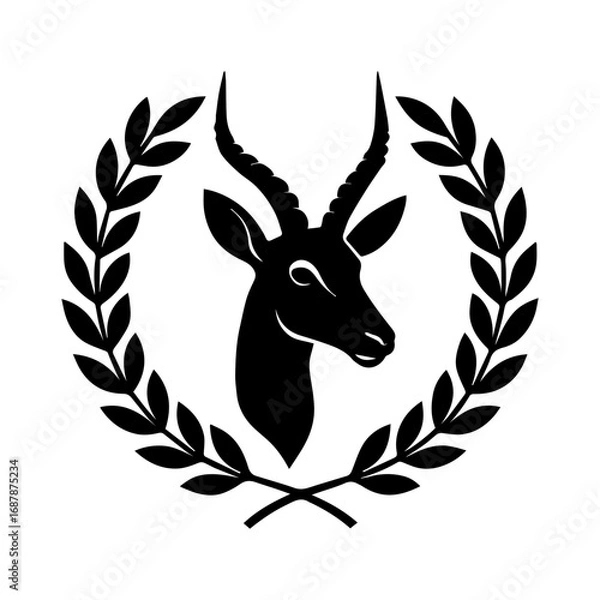 Fototapeta Laurel wreath with an impala logo icon with transparent background for wildlife, sports, and award design
