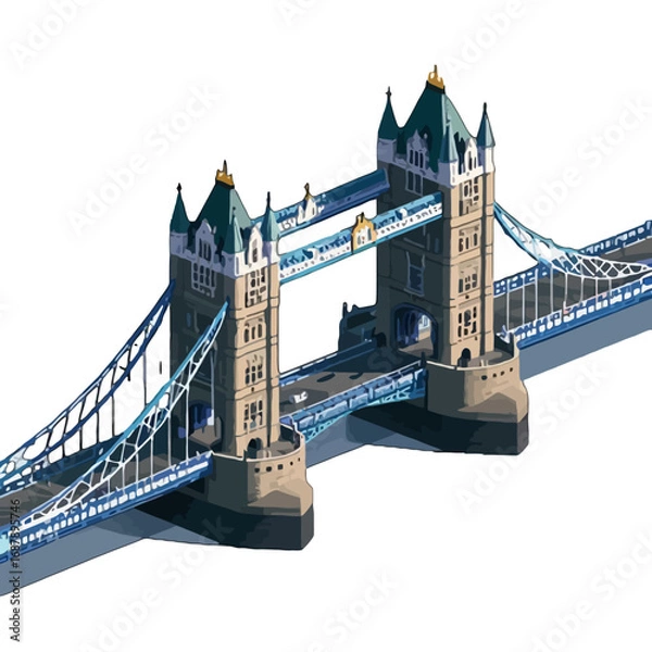 Fototapeta Vector art of tower bridge, a combined bascule and suspension bridge in london, england