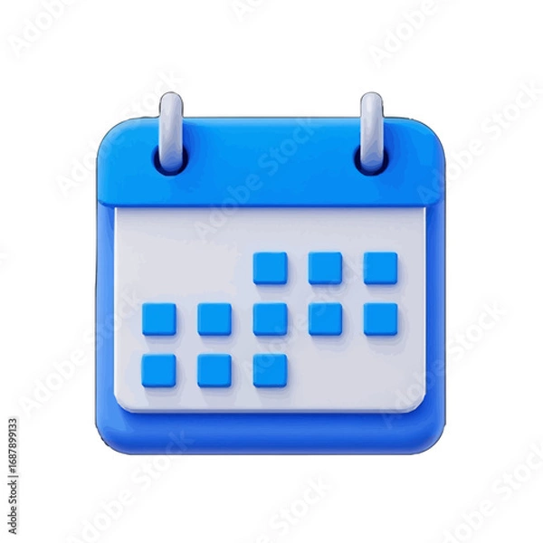 Fototapeta Vector art of a 3d render of a blue calendar icon with a