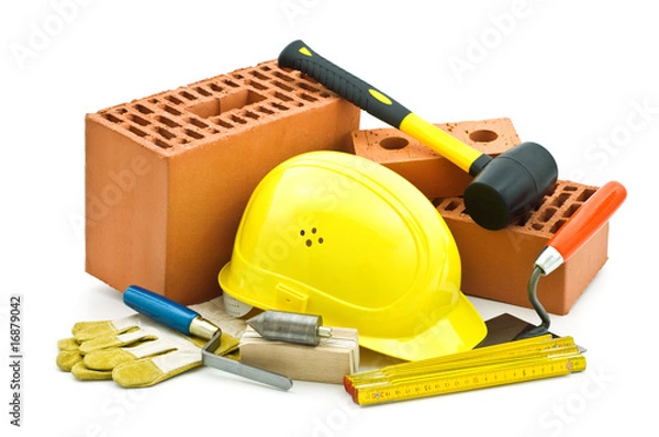 Obraz mason tools on white background