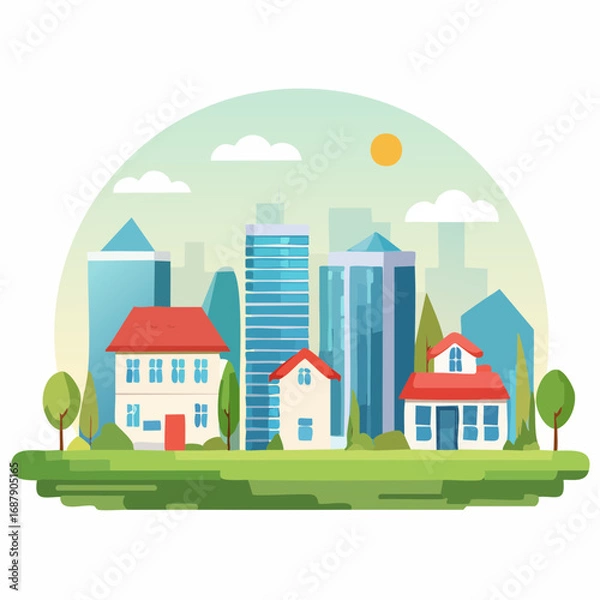 Fototapeta buildings vector,City and hometown view isolated on white background