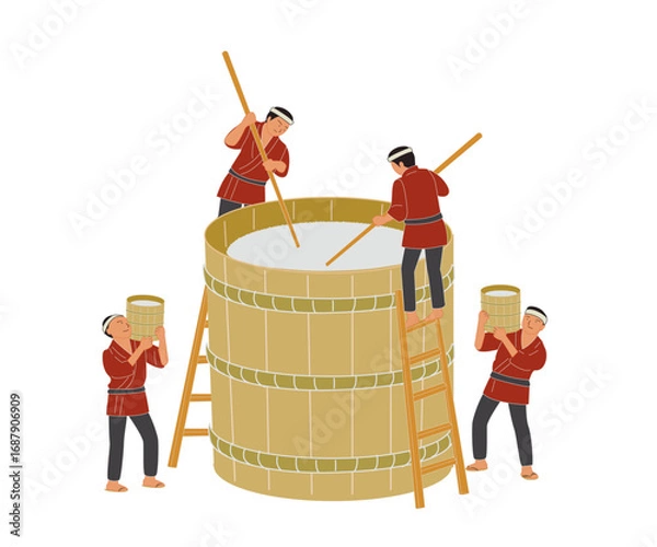 Obraz 酒蔵、昔ながらの日本酒造り