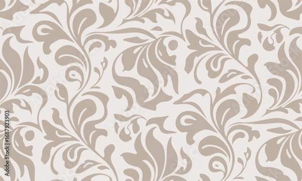 Obraz Elegant Beige Floral Damask Pattern Background for Sophisticated Interiors and Textile Applications