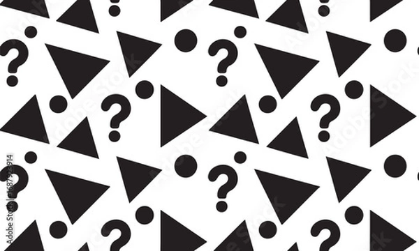Obraz Abstract Geometric Pattern with Triangles, Circles, and Question Marks on Transparent Background