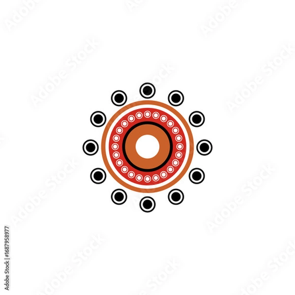 Fototapeta Aboriginal Dot Painting Style Circular Cultural Symbol