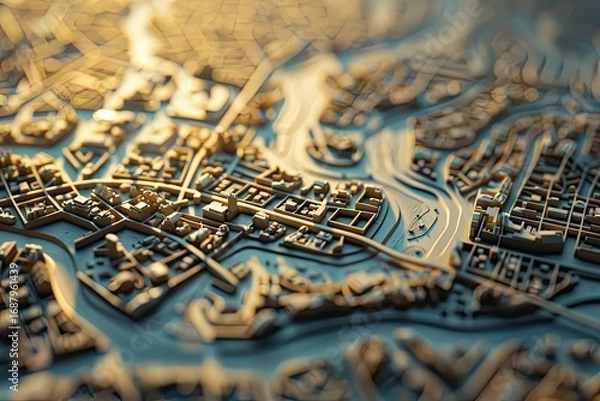 Fototapeta Detailed Color Picture of Location Map 3D Illustration