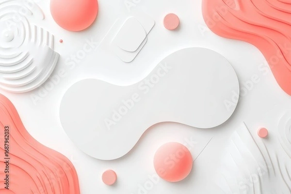 Fototapeta high resolution visual of Abstract and minimalist white background mockup with neomorphic elements
