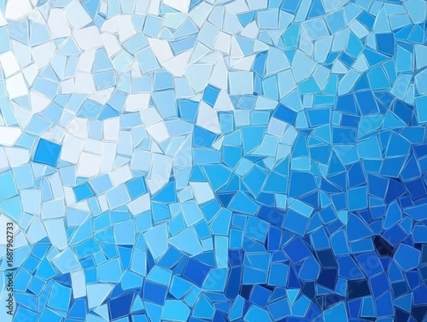 Fototapeta clear pixel visual of Ombre blue mosaic patterned background vector