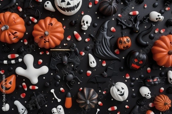 Fototapeta High Definition Image of Top View Collection of Halloween Elements