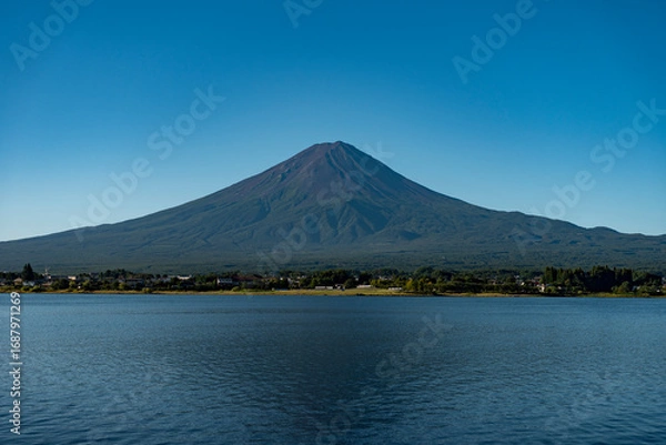 Fototapeta 河口湖から見た夏の富士山